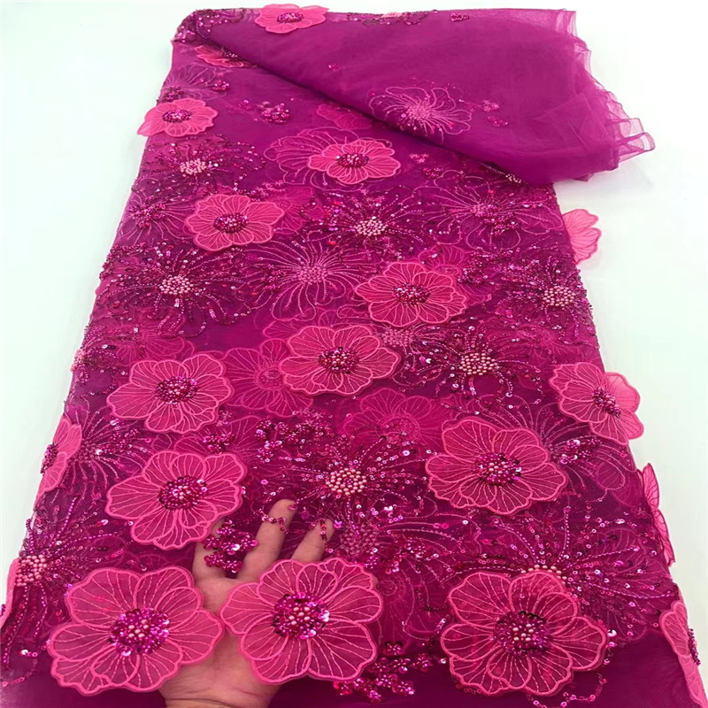 Three-dimensional Embroidered Mesh Fabric Sequin Bead Tube Embroidery - Image 23