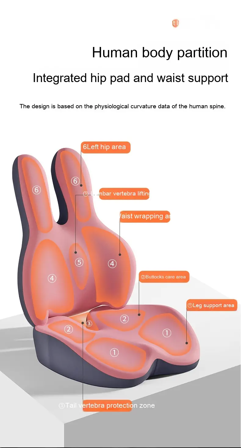 Car Heightening Cushion Backrest Lumber Pad Single Main Driving Thickened Cushion Driving Seat Short Four Seasons Universal
