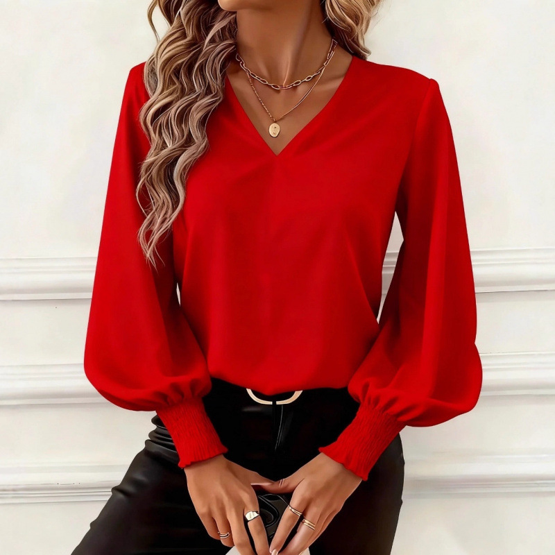 Fashionable And Versatile Womens Shirt With Lantern Sleeves