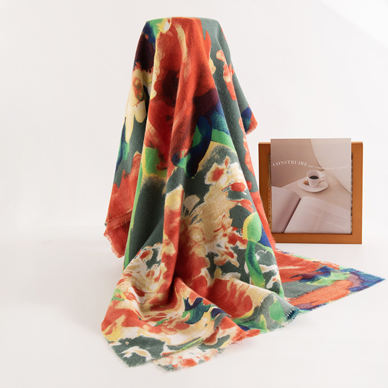 Chinese Style Artificial Cashmere Scarf Women's Fashionable Elegant High-grade Printing