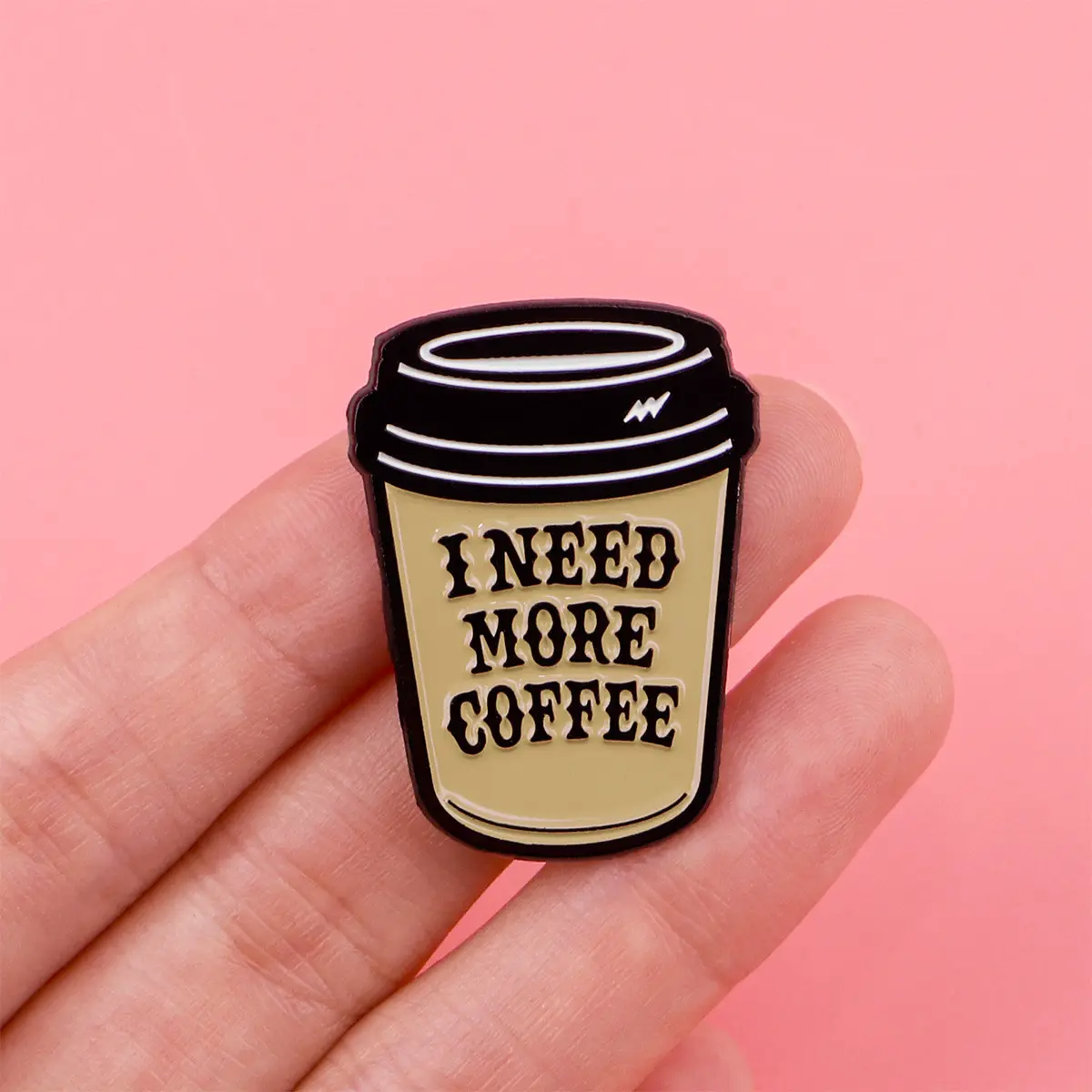 Cartoon Golden M Badge Coffee Quotation Brooch