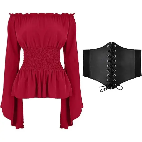 Womens Renaissance-style Solid-Color Minimalist Shirt