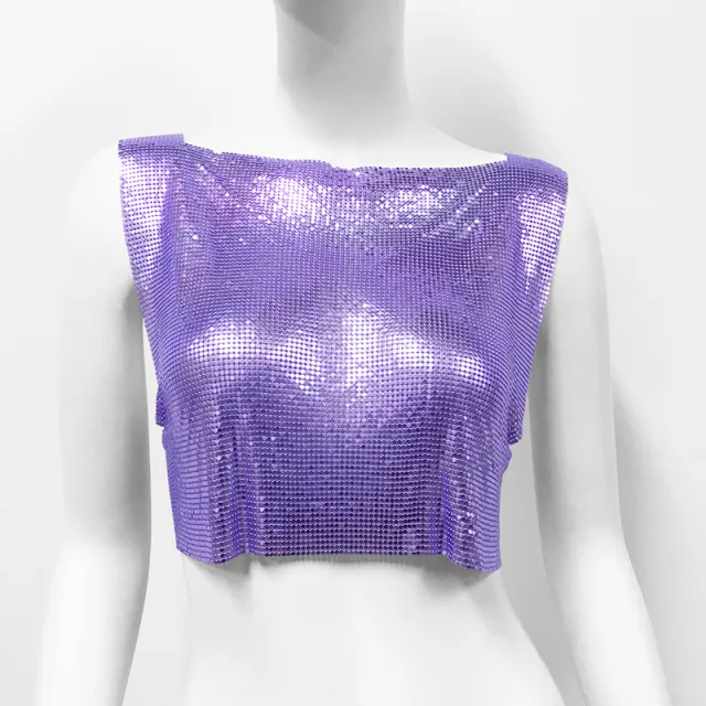Women's Metal Sequins Top Sweet And Spicy Style Vest Purple - Shop at LoveMi
