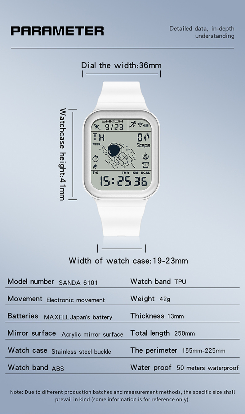 Sanda Digital Waterproof Step Calorie counter Sports watch for Men