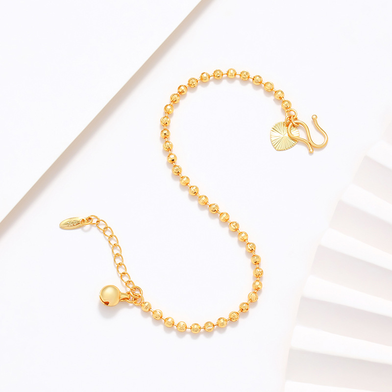 Copper Alloy Electroplated Real Gold Frosted Carven Design Geometric Beads Bracelet