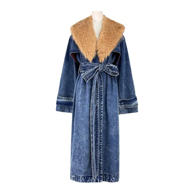 Women's Fashion Denim Trench Coat Blue - Shop at LoveMi