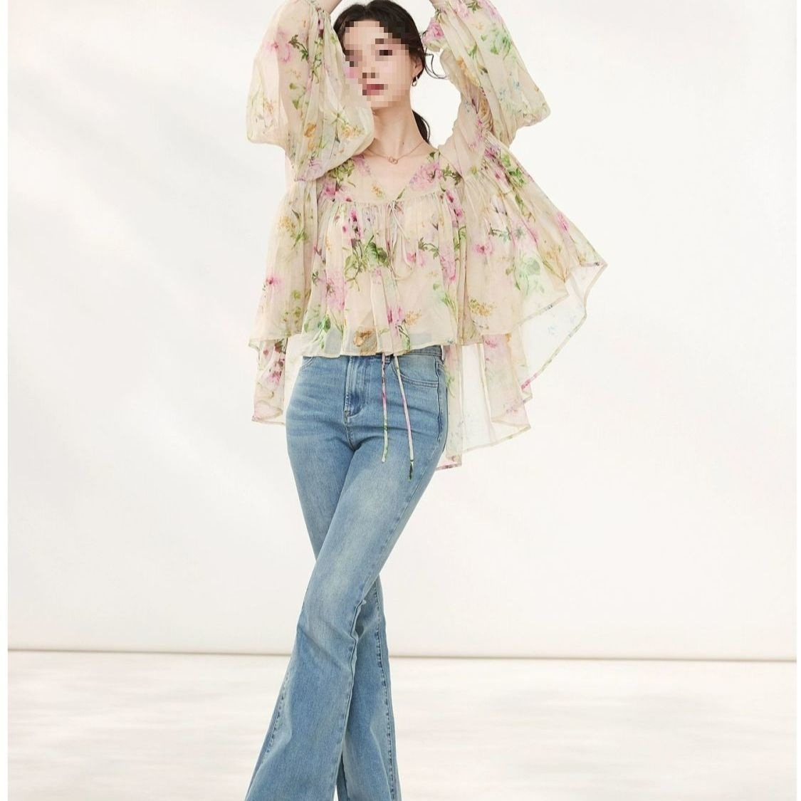 Lightweight Luxe French-Style Printed Sun-Protective Shirt - Image 2