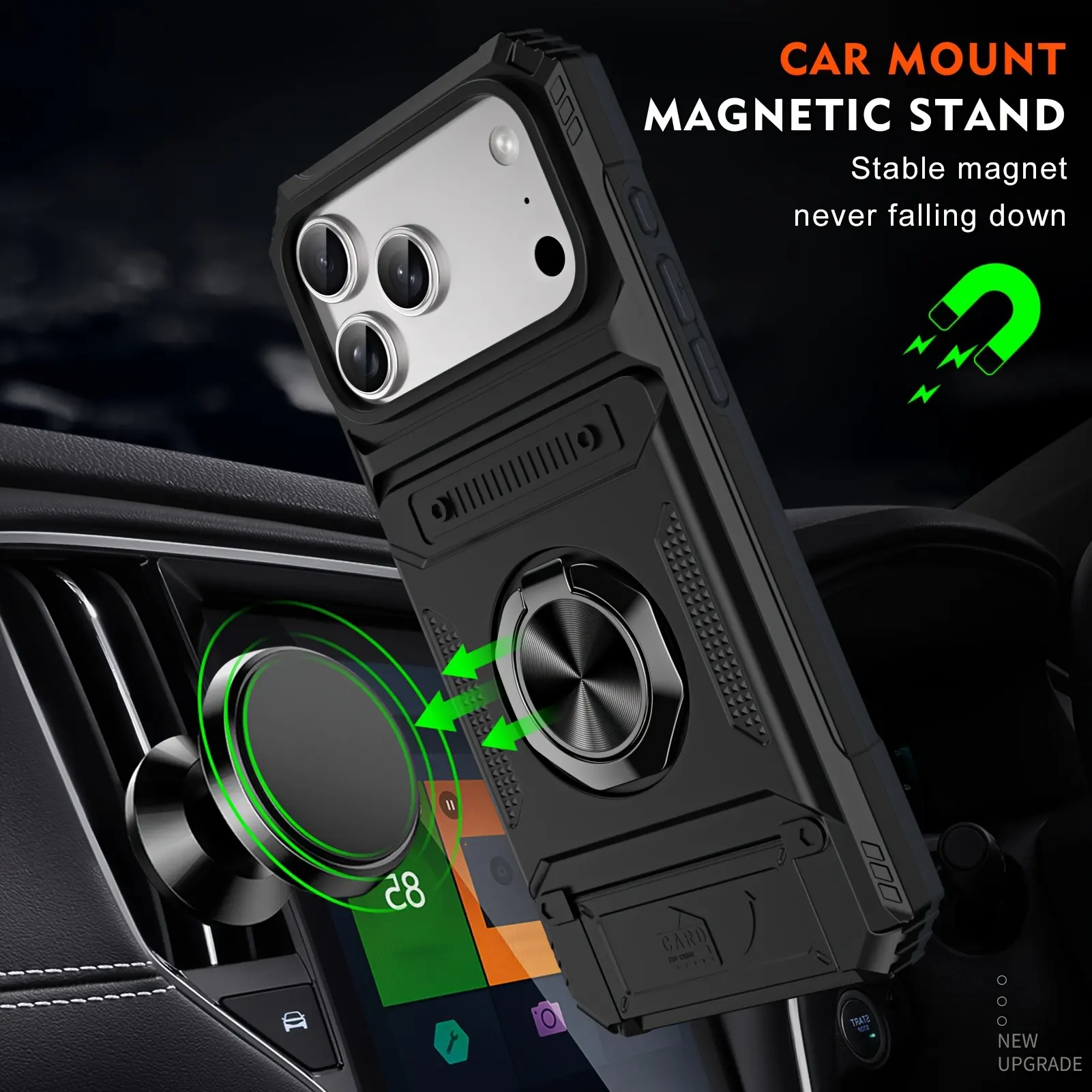 Metal-Plastic 2-in-1 Card-Slot Stand Phone Case