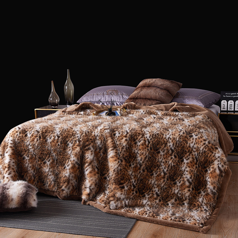 Affordable Luxury Faux Fur Sofa And Double Bed Side Fox Blanket