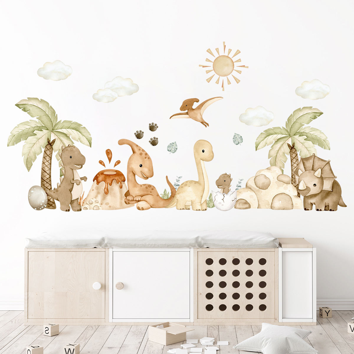 Title 3, Cartoon Little Dinosaur Self-adhesive Wall Chil...