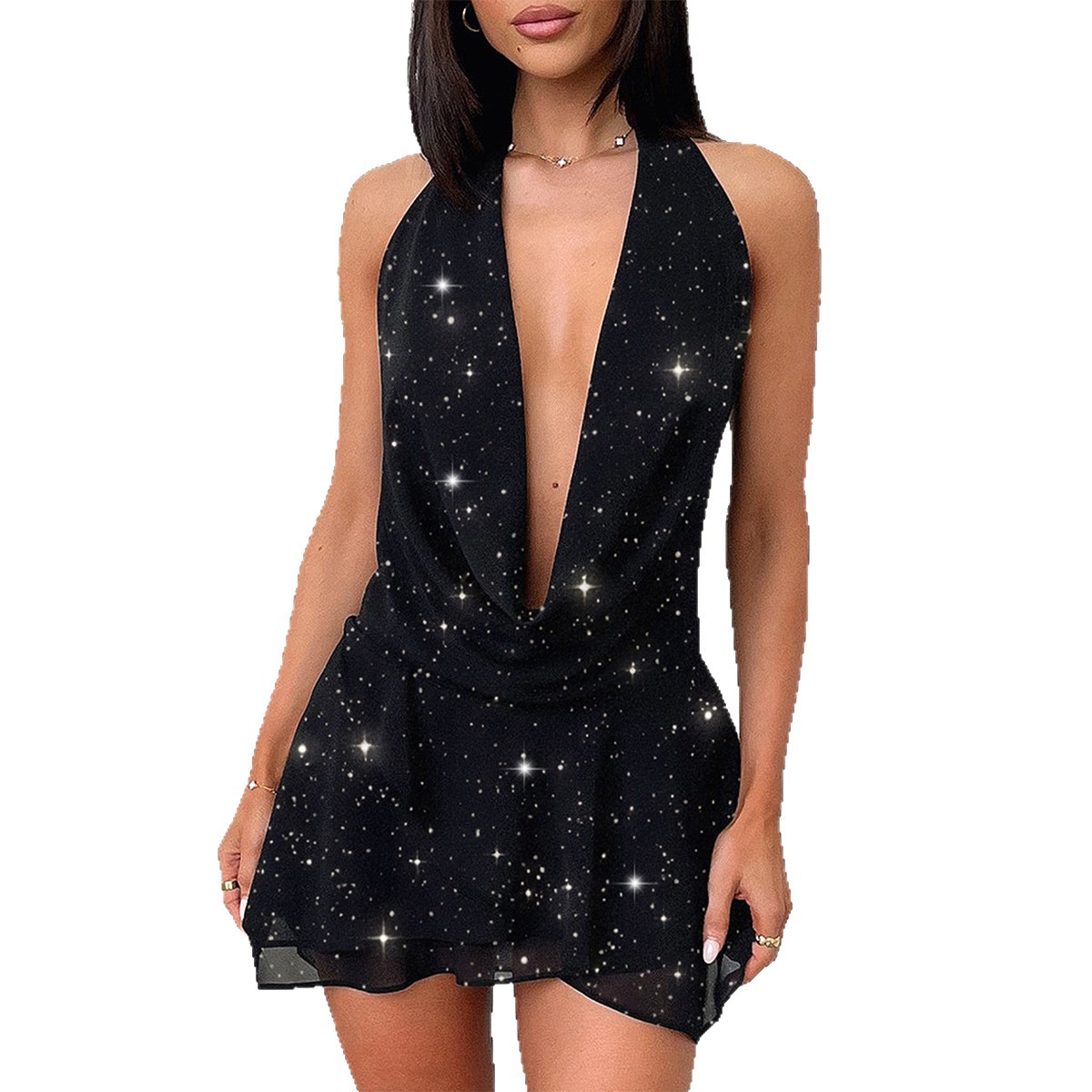 Women's Halter Solid Color Skirt Dress