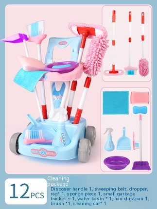 Cleaning Trolley Toy Pink Blue