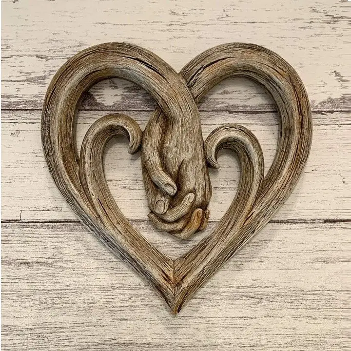 Hand-in-hand Heart Wall Decor Decorative Art Piece Gift Item Craft Ornament Wooden Hanging Decoration