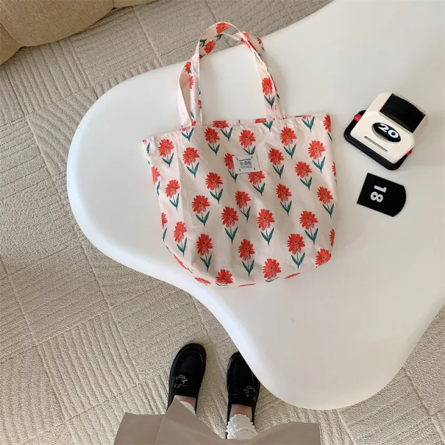 Tote Large Capacity Fashion Floral Canvas Shoulder Bag Green - Shop at LoveMi