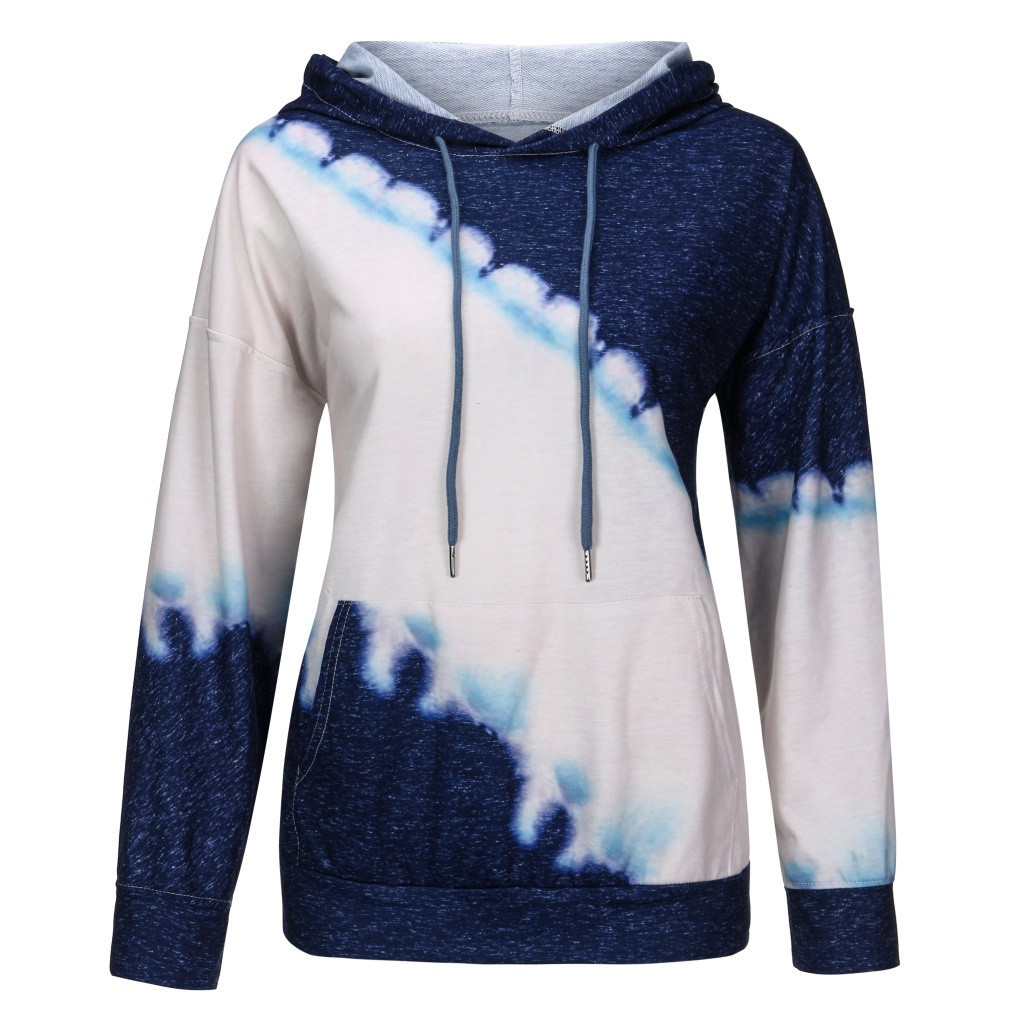 Title 5, Tie-Dye Printed Sweater Loose Hooded Long Sleev...