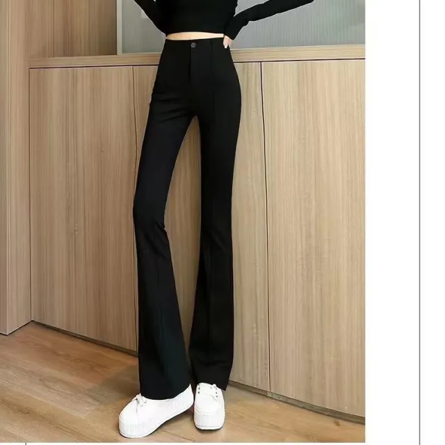 Women's Narrow Spandex Suit Pants Fashion All matching Black Small Style - Shop at LoveMi