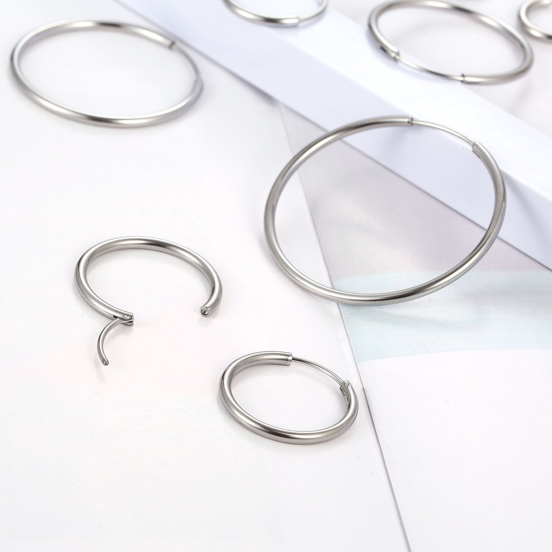 Simple, Versatile Stainless Steel Hoop Earrings In A Classic Round Design