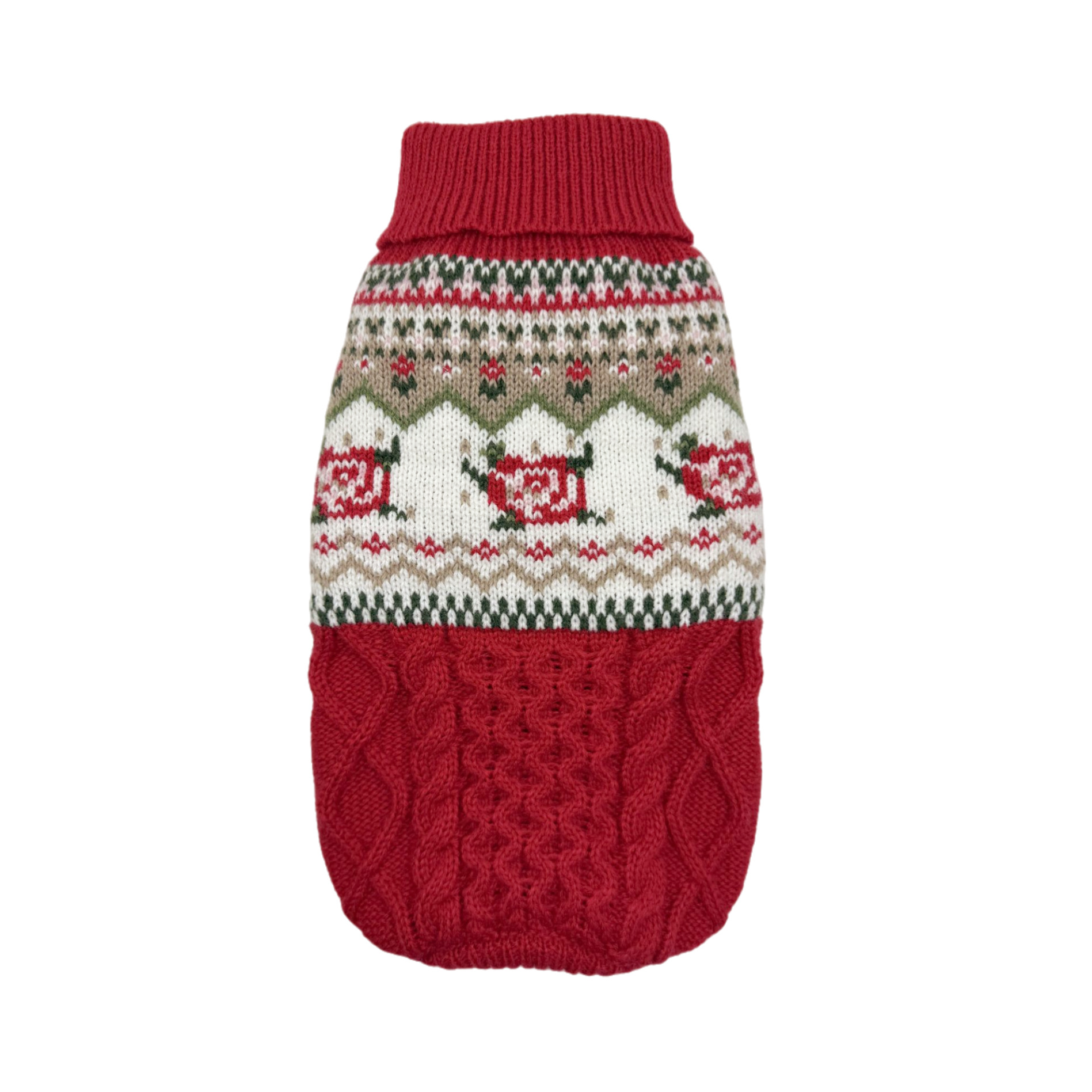 Retro Pet Sweater With New Year Roses Pattern