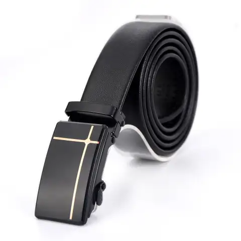 Belt Men's Automatic Buckle Mirror Acrylic Iron Button Business