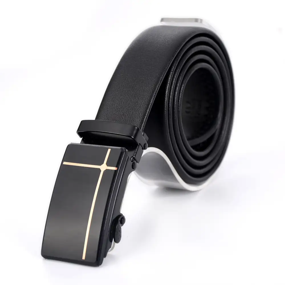 Belt Men's Automatic Buckle Mirror Acrylic Iron Button Business