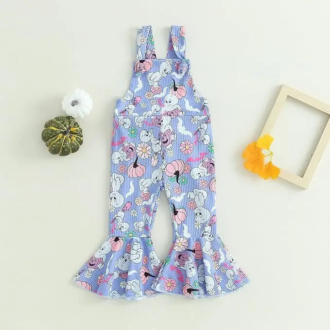 Pumpkin Flower Ghost Suspender Jumpsuit