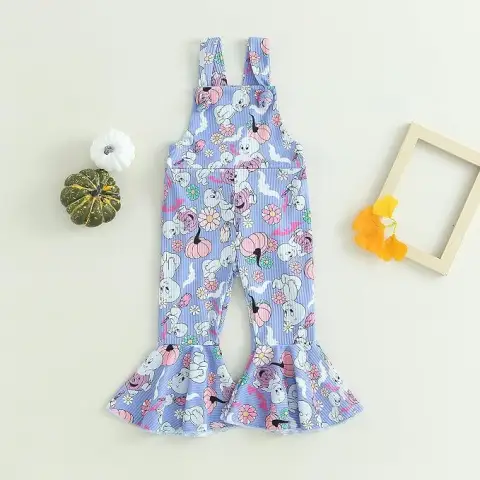 Pumpkin Flower Ghost Suspender Jumpsuit