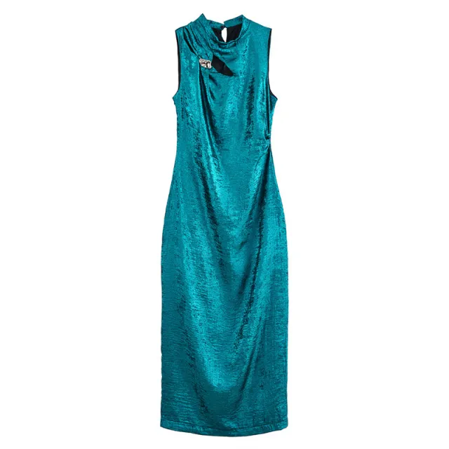 European And American Style Gold Inlaid Texture Midi Skirt Dress - Shop at LoveMi