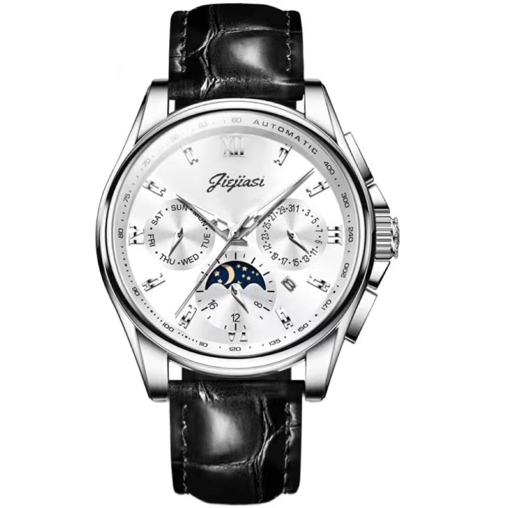 Men Mechanical Watch Waterproof Luminous Calendar Casual Leather Band Wristwatch - Picture 8 of 8