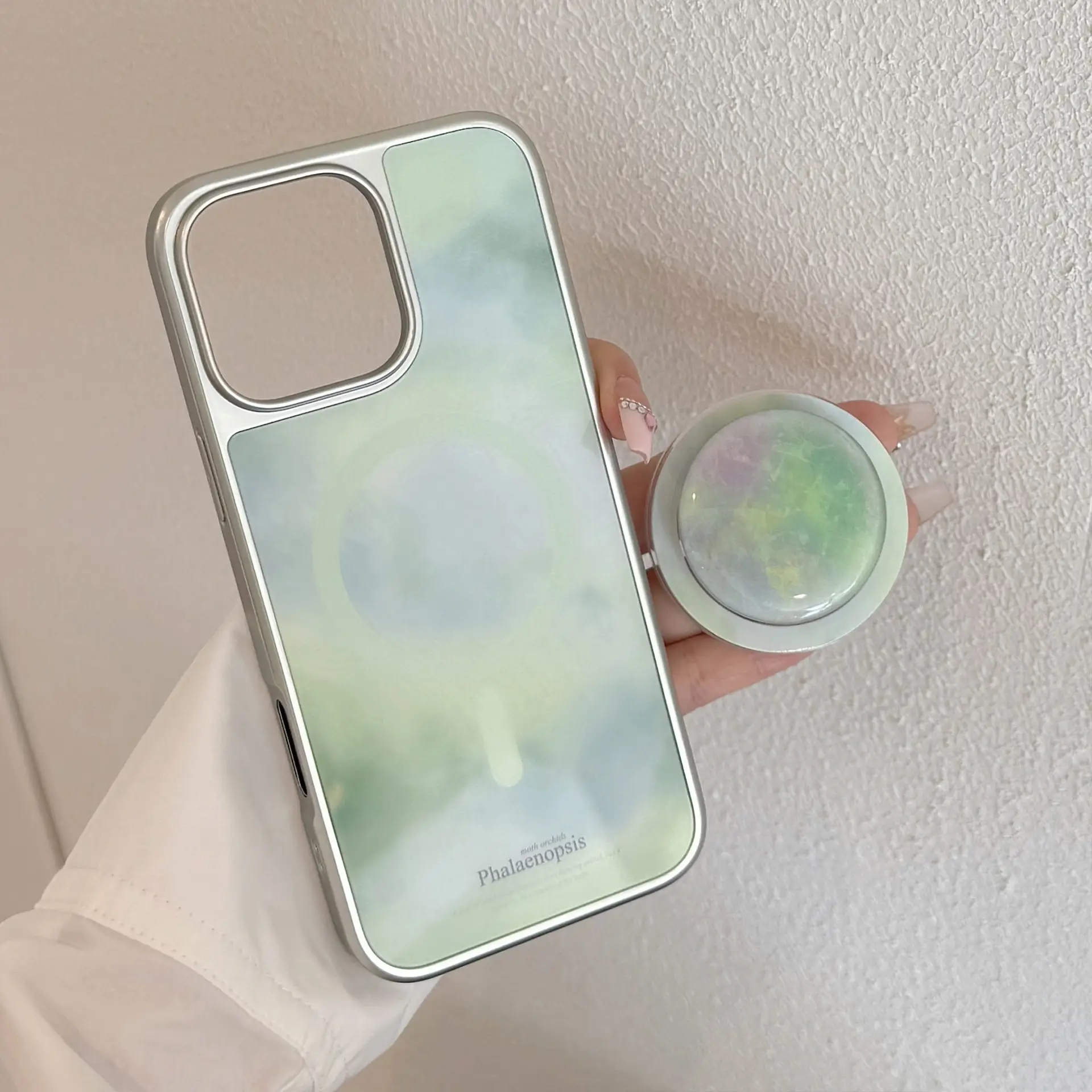 Green Stone Pattern Electroplating Magnetic Suction Bracket 13 Hard 14