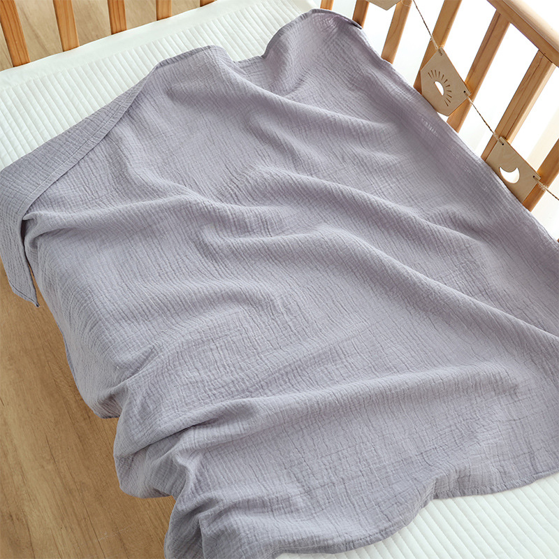 Solid-color Double-layer Pure Cotton Gauze Swaddle Blanket For Babies