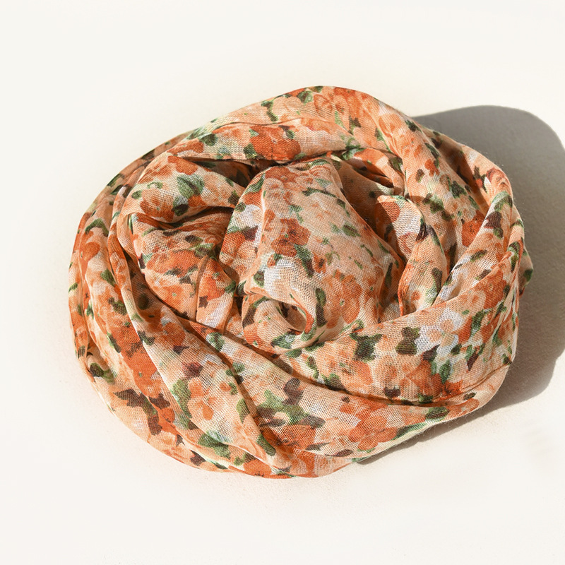 Classic Floral Silk Scarf Imitated Silk Scarves Fashion Casual Shawl Outdoor