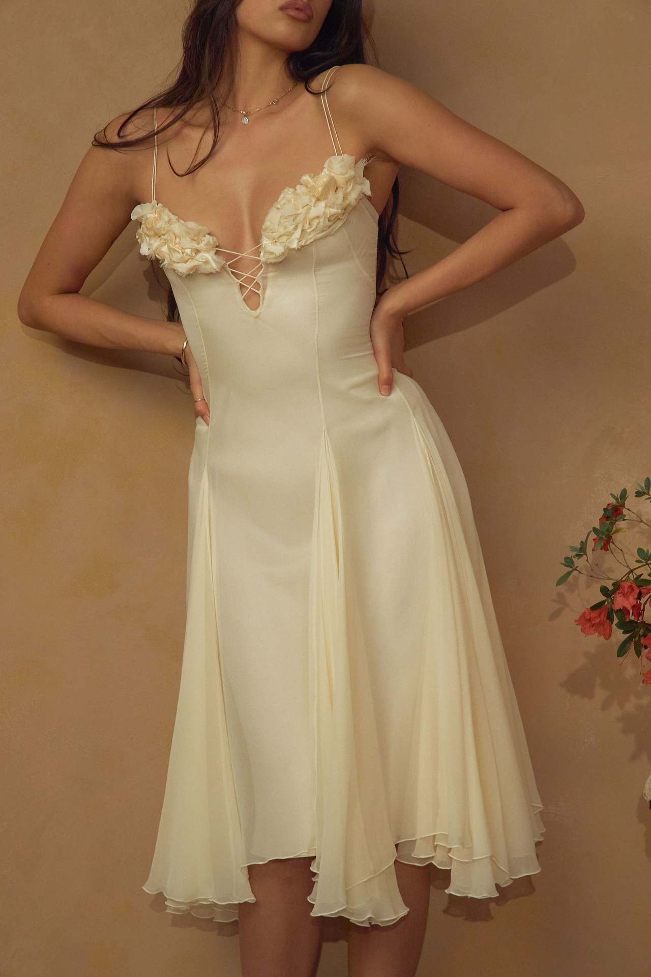 Women's Solid Color Loose And Versatile Camisole Dress Light Yellow - Shop at LoveMi