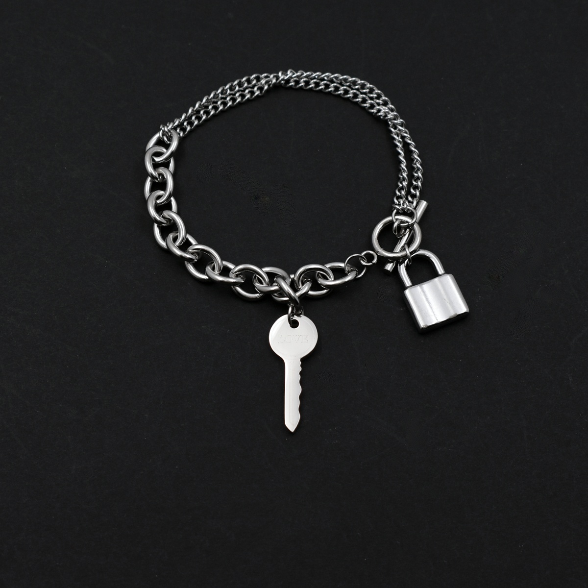 Fashion Key Lock Titanium Steel Bracelet