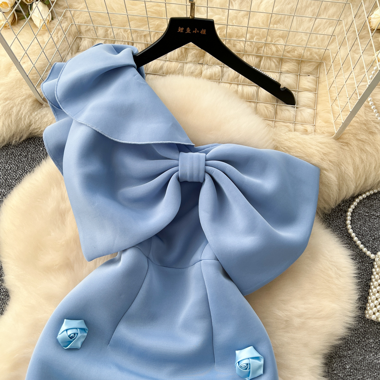 Three-dimensional Bow Tube Top Cinched Waist Dress Women