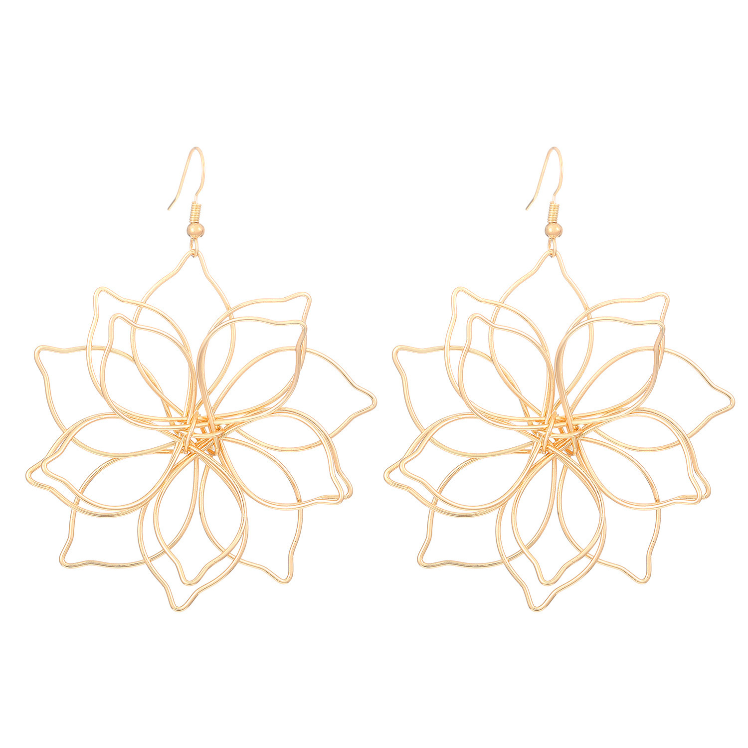 Fashion Multi-layer Woven Lotus Earrings Vintage