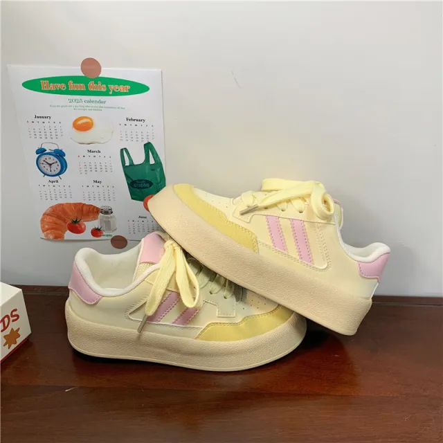 New Trend Canvas Thick soled All matching Sneakers For Women Yellow - Shop at LoveMi