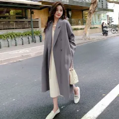 Double-faced Cashmere Wool Coat For Women In Autumn And Winter - Gray - View 1