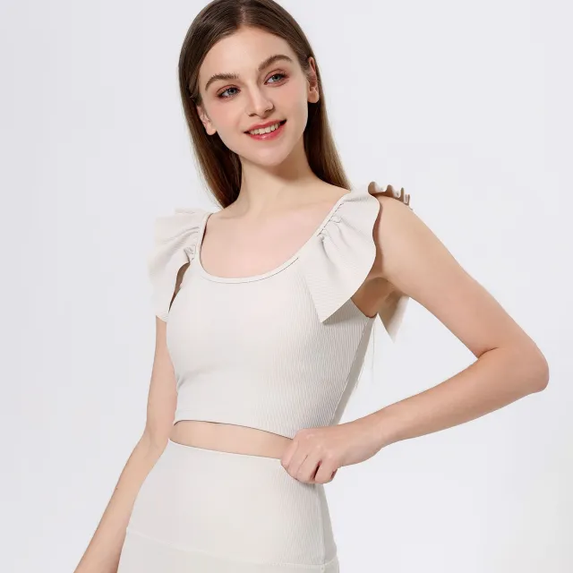 Outer Wear Sports Back Shaping Fixed Cup Lace Sleeve Underwear Albumin M - Shop at LoveMi