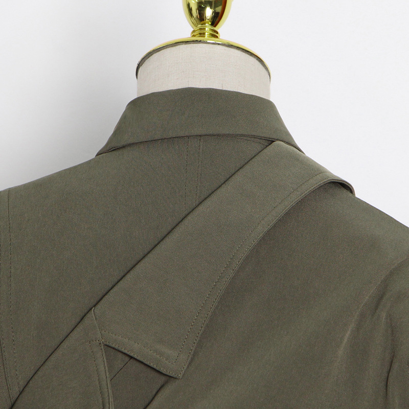 Title 9, Irregular-panel Single-breasted Lapel Long Coat...