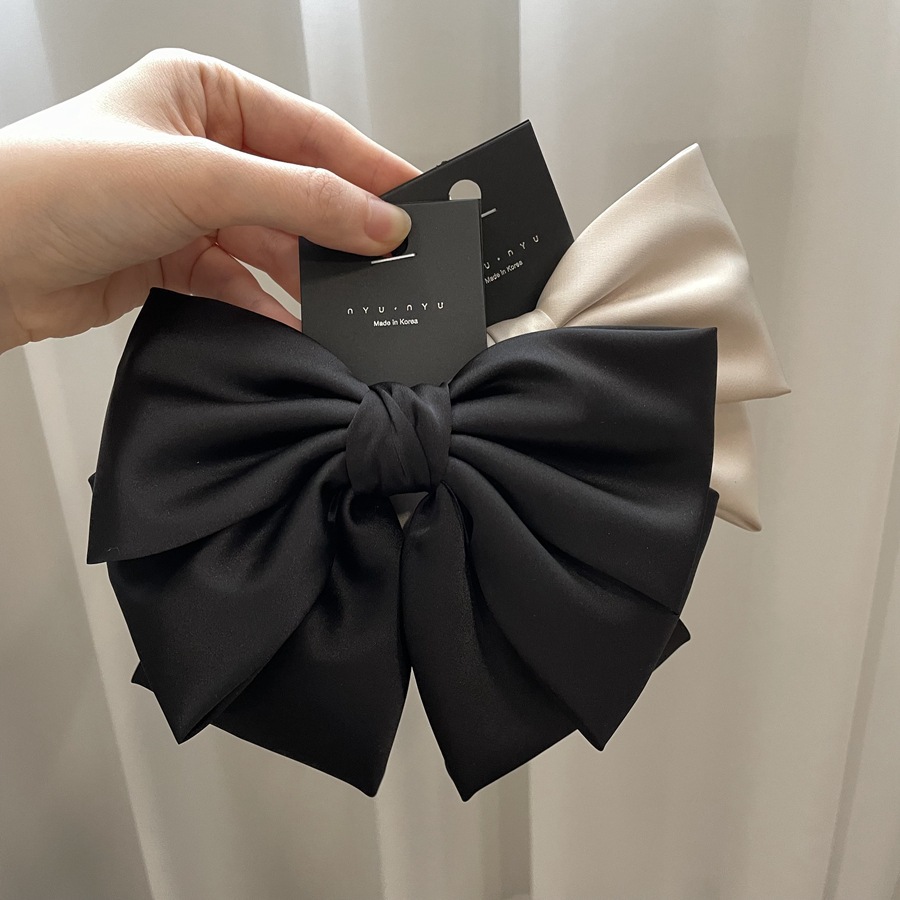 Women's Solid Color Drape Satin Bow Barrettes