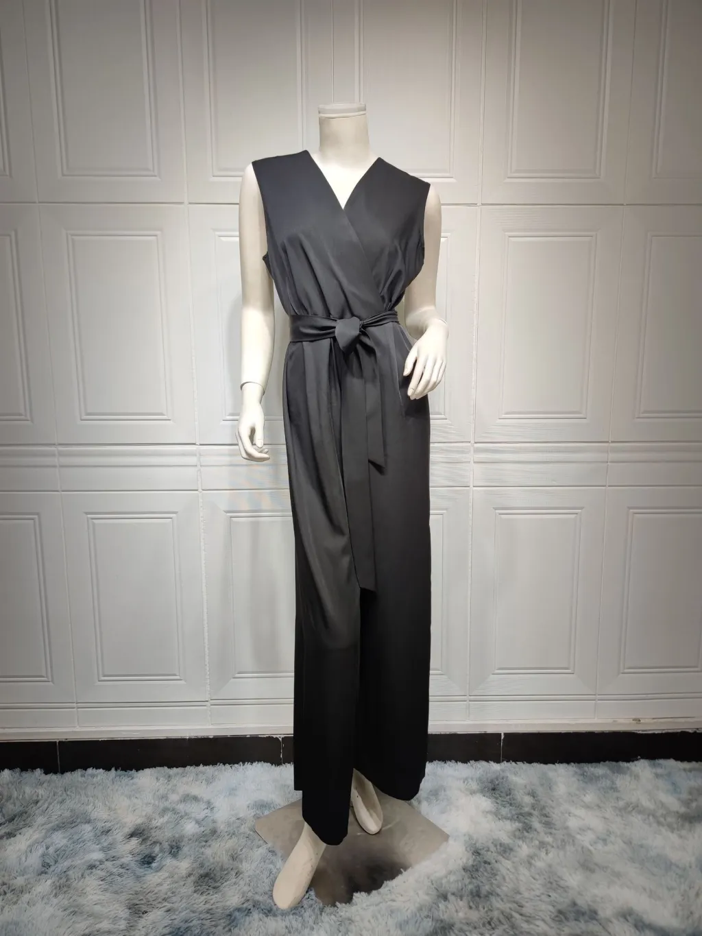 Muslim Cardigan Coat Chiffon Patchwork - Black