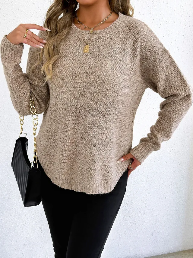 Fashion Loose Flower Velvet Women's Pullover Bottoming Sweater Apricot - Shop at LoveMi