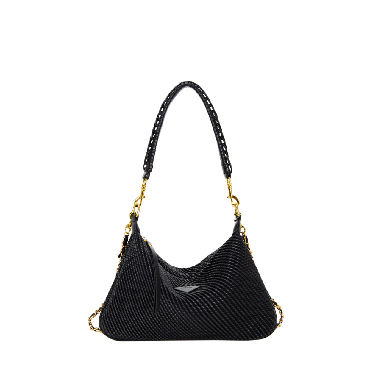 Creative Weaving Leather One shoulder Crossbody Bag Black - Shop at LoveMi