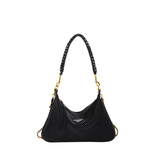 Creative Weaving Leather One shoulder Crossbody Bag Black - Shop at LoveMi