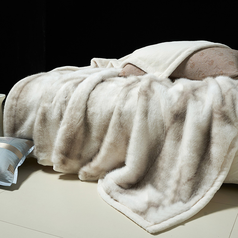 Affordable Luxury Faux Fur Sofa And Double Bed Side Fox Blanket