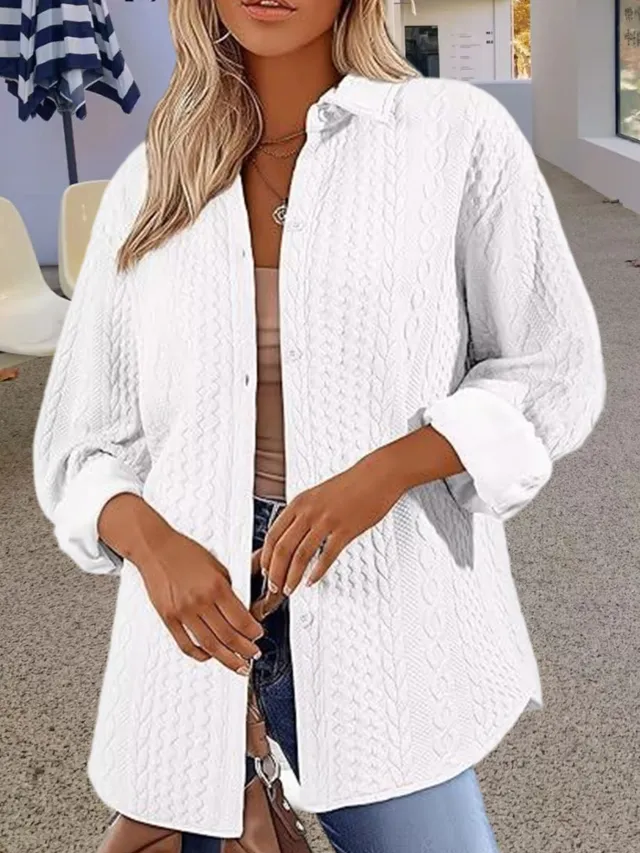 Women's Solid Color Long sleeved Sweater White - Shop at LoveMi
