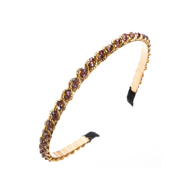 Retro Metal Korean Crystal Chain Winding Headband Purple - Shop at LoveMi