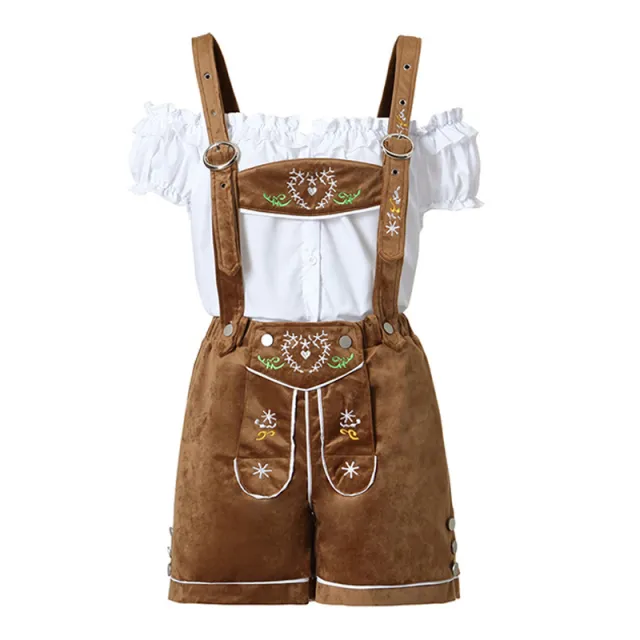 Female Beer Festival Clothing Bavarian Traditional Ethnic Stage Performance Wear Top Suspender Pants - Shop at LoveMi
