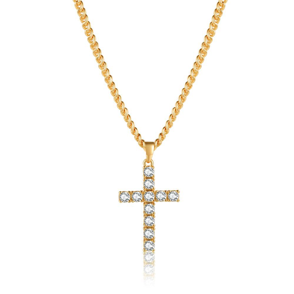 New Fashion Simple Personality All-match Clipped Button Cross Necklace