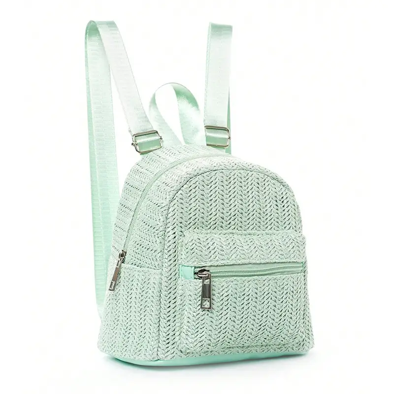 Ethnic Minorities Double Layer Zipper Casual Cool Backpack Straw Backpack